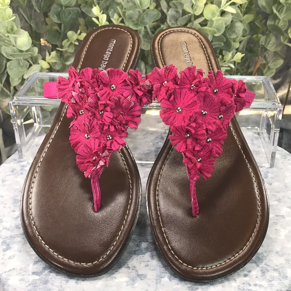 Montego Bay🌴Club Fuchsia Flower Thong Sandals Women’s 8 ☀️VGUC☀️ - Picture 2 of 9